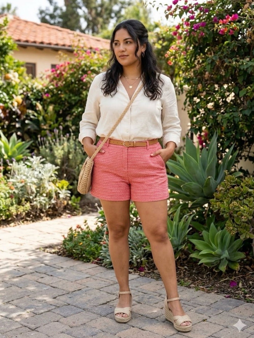 LOFT Coral Pink/ Coral Shorts sz 14